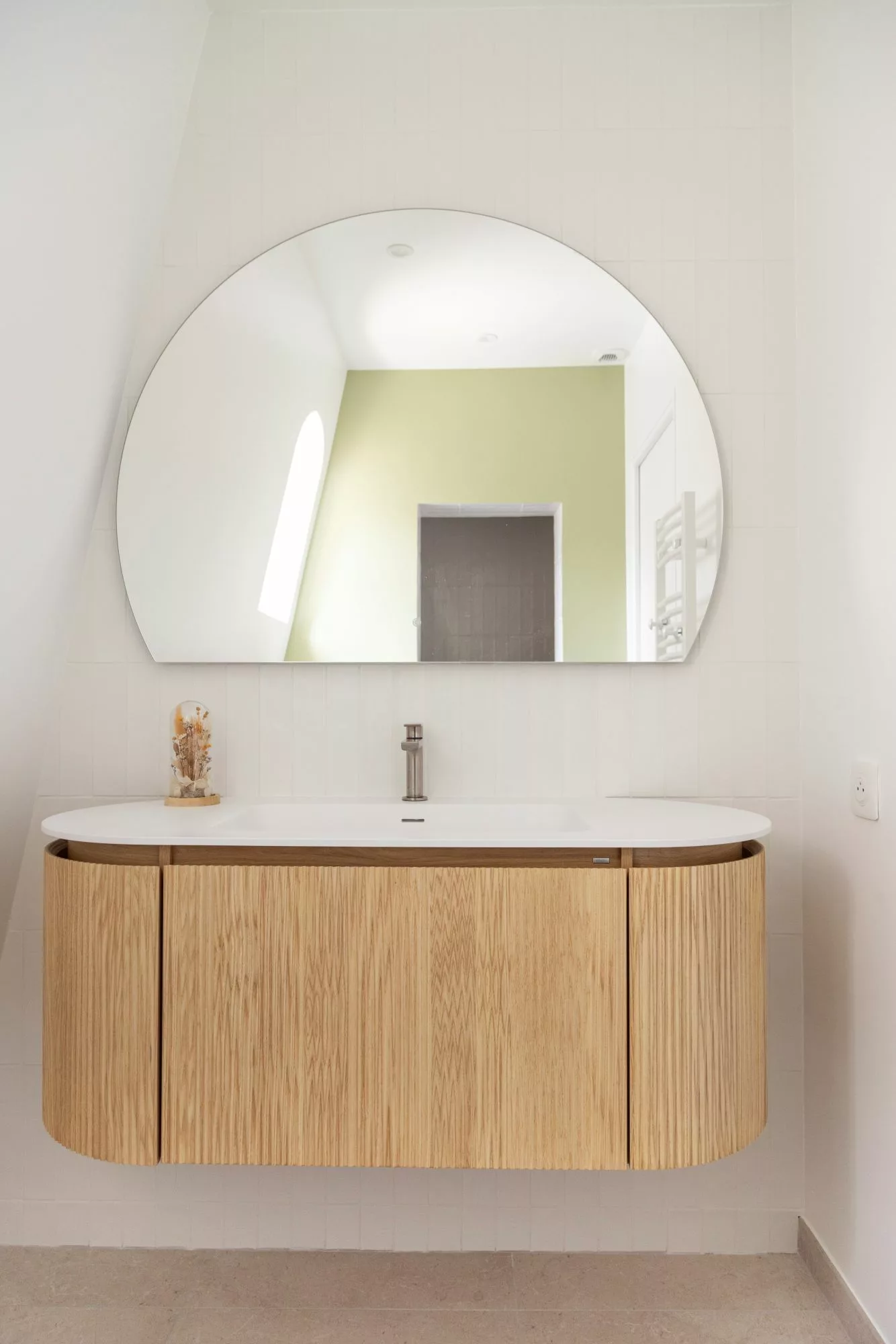 Meuble vasque bois strie