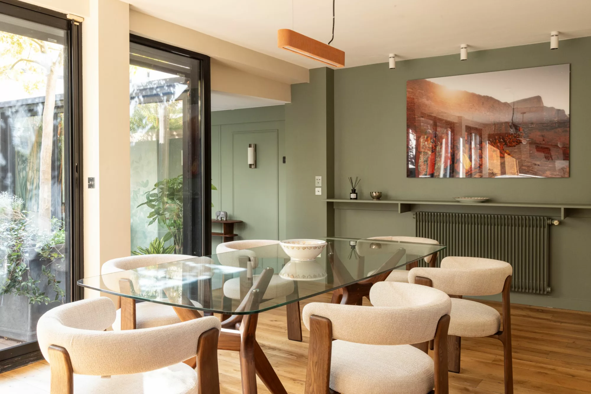Salle manger vert bois