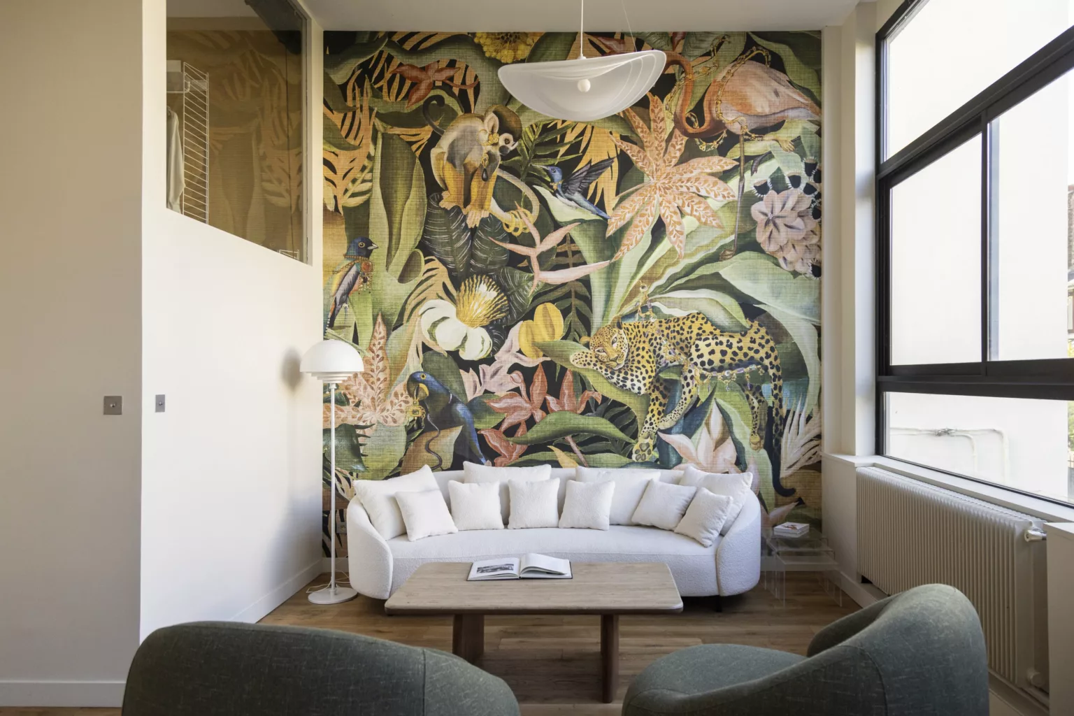 Salon fresque tropicale